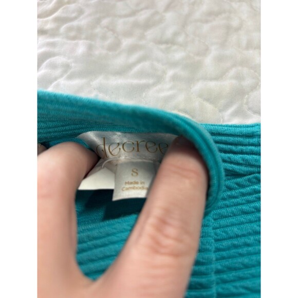 Decree Turquoise Knit Ribbed Fit & Flare Sleeveless High Neck Dress size small - Picture 5 of 7